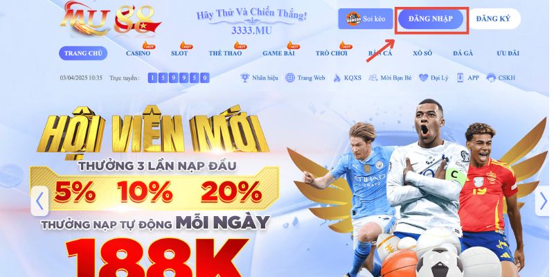 Chọn vào mục đăng nhập tại trang chủ