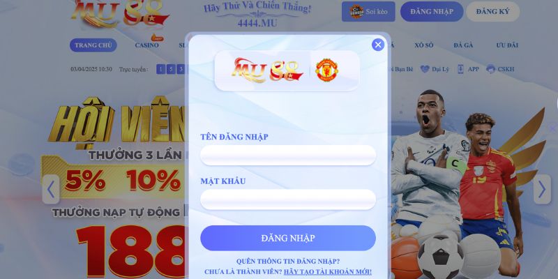 Điền thông tin đã đăng ký để đăng nhập Mu88